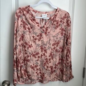 Liz Claiborne Pink Long Sleeve Fitted Blouse